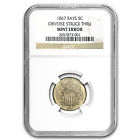 1867 Shield Nickel Obverse Struck Thru NGC (Mint Error)