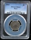 1866 SHIELD 5c RAYS PCGS MS 63 1866 SHIELD NICKEL 5 CENTS