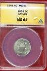 1868 ANACS MS61 SHIELD NICKEL!! #RW