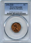 1956 D/D 1¢ PCGS MS-64 RB