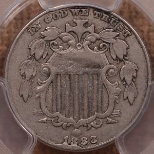 1883-2-Fletcher-10d-CUD-obv-Shield-nickel-PCGS-XF40-RARE-DavidKahnRareCoins