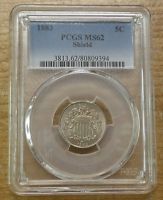 1883 5C Shield Nickel Graded PCGS MS-62 Die Cracks Galore Original US Type Coin