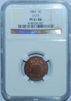 1867 NGC PR61RB Red Brown Judd-573 J-573 P-649 Rarer Rev 1866 R.7 Copper Pattern