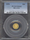 1858 50C California Fractional Gold Round Liberty BG-1323 PCGS MS62