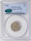 1883 Shield Nickel Overdate FS-305 PCGS AU-58 CAC Online Coin Auction at GreatCollections