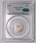 1883 SHIELD PROOF 5 CENT NICKEL LAST YEAR ISSUE PCGS/CAC GRADED PR 63*NO RESERVE