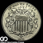 1872 Shield Nickel, Tougher Choice AU Date In Series, ** Free Shipping!