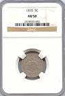 1870 Shield Type Nickel NGC Certified AU-50... 