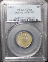 1883/2 Overdate 5C PCGS MS 63 Shield Nickel - 1883 Over 2 - UNCIRCULATED FS-305