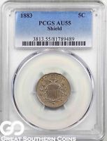 1883 PCGS Shield Nickel PCGS AU 55 ** Final Year Issue, Free Shipping!