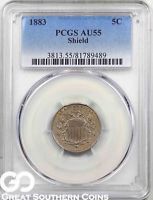 1883 PCGS Shield Nickel PCGS AU 55 ** Final Year Issue, Free Shipping!