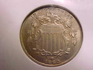 1883/2 Shield Nickel, ANACS MS 60, a neat variety! 