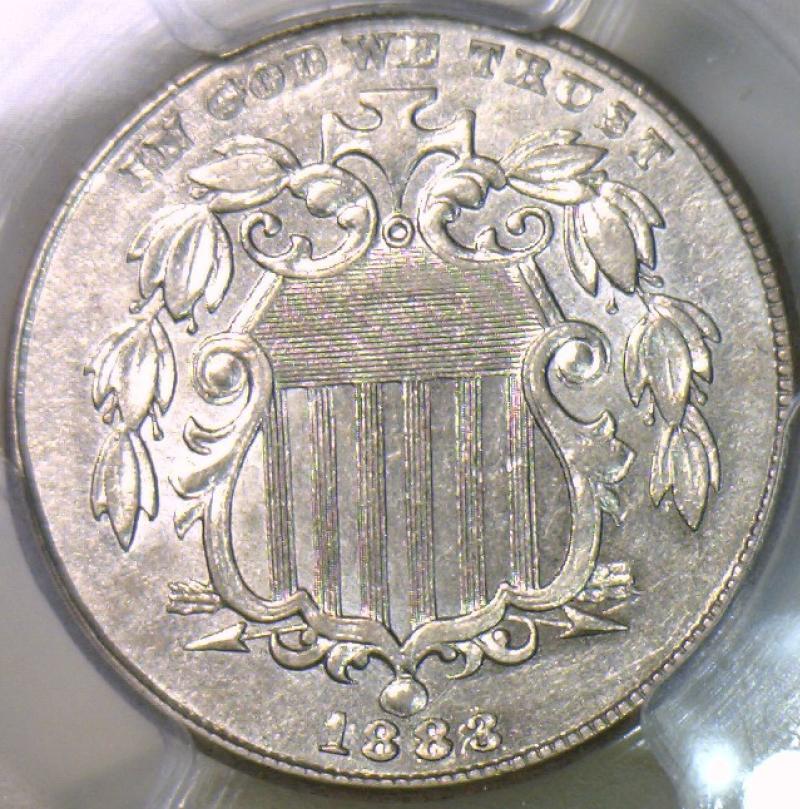 1883/2 Shield Nickel PCGS AU-58, The Biggie!