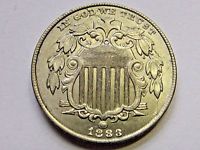 1883 Shield Nickel 5 Cents  UNC  Diecracks  Free S/H