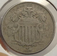 1867 No Rays Shield Nickel, Very Good to Fine  1118-17