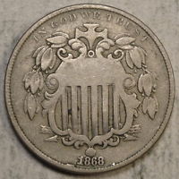 1868 Shield Nickel, Good+, Reverse IIb Hub, A Bits Scarcer       0525-07