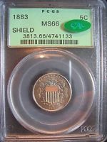 1883/2 S1-5005 Shield Nickel 5C MS66 PCGS / CAC  -  Old Green Label 