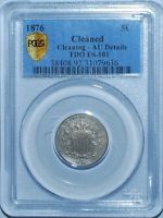 1876 PCGS Secure AU Details FS-101 TDO Triple Die Obverse Shield Nickel
