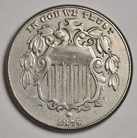 1875 Shield Nickel.  X.F.  112676