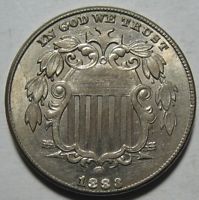 = 1883 BU+ SHIELD Nickel, Nice Details, FREE Shipping
