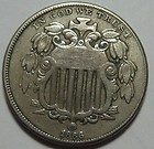 = 1866 FINE SHIELD Nickel, With RAYS