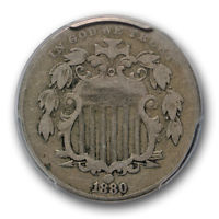 1880 5C Shield Nickel PCGS F 12 Proof Certified Looks Business Strike?