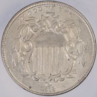 1868 Shield Nickel AU +