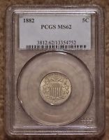 1882 Shield Nickel PCGS MS62 Beautiful Graded USA Coin 1800's Coin