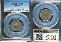 1883   U.S. Shield  Nickel - Solid AU-55  (PCGS slab)