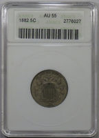 1882 Shield Nickel - ANACS AU55
