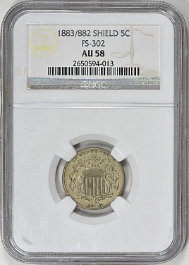 1883/2 Shield Nickel FS-302 NGC AU-58Online Coin Auction at GreatCollections