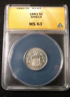 Nice Uncirculated 1883 Shield Nickel  ANACS MS-63
