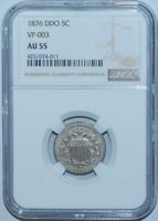 1876 NGC AU55 VP-003 S1-1002 F-07 DDO Doubled Double Die Obverse Shield Nickel