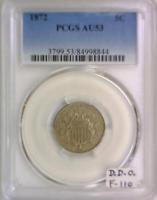 1872 Shield Nickel PCGS AU-53; Doubled Die Obverse; Fletcher-110 