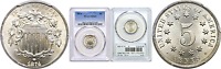 1874 Shield Nickel PCGS MS-65