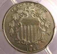 1883/2 PCGS AU55 SHIELD NICKEL ID# I153