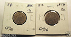 Lot of 2 Shield Nickels 1875 & 1876 Good to VG Condition. Lower Mintage Dates 