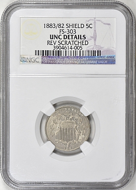 1883/82 Shield Nickel FS-503 NGC Unc DetailsOnline Coin Auction at GreatCollections